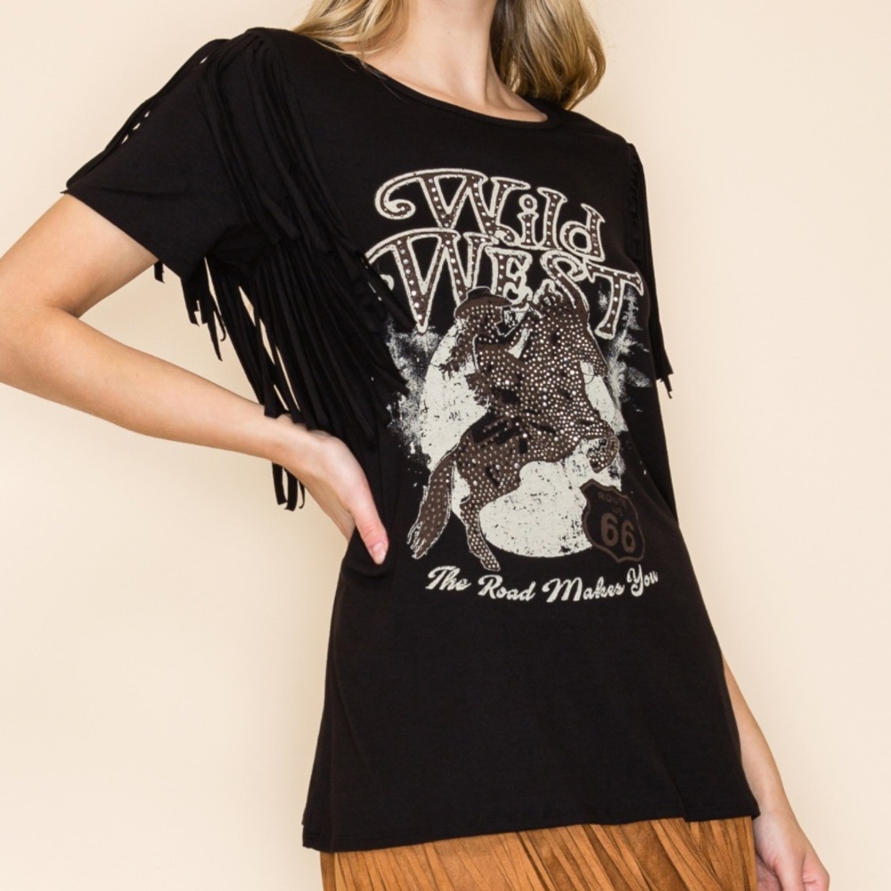 Rhinestone Fringe Bucker Top